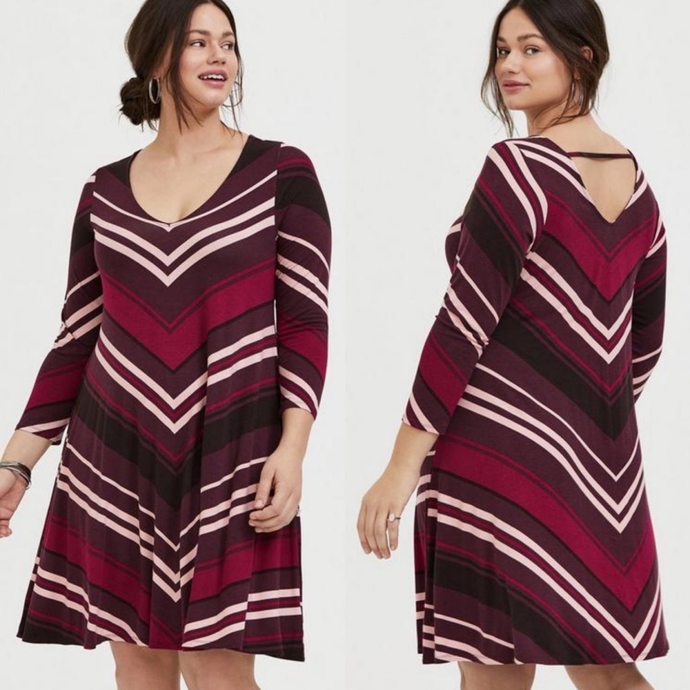 Torrid Trapeze Burgundy Mini Dress Size 00 or Large Stretch Bohemian Bohemian XL